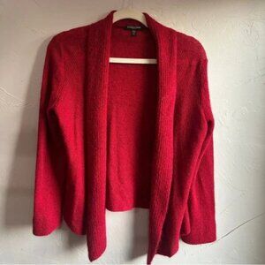 Eileen Fisher Red Knit Open Front Cardigan Wool/Mohair/Cashmere Blend Sz SP